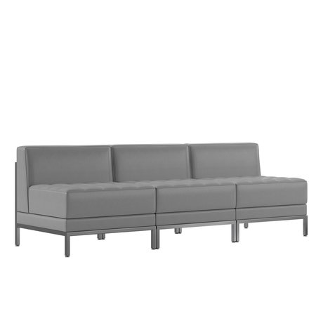 Flash Furniture 3 Piece Gray LeatherSoft Modular Lounge Set ZB-IMAG-MIDCH-3-GY-GG